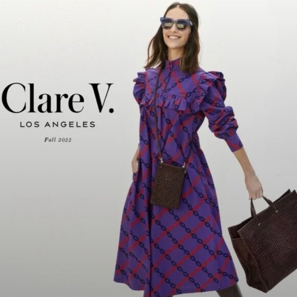 BNWT Clare V Charlotte Dress Grape w/ Diagonal Chains size small - Picture 1 of 9
